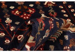 Tappeto Shiraz Fine Figurativo Blu Notte Rosso Mattone 167x252 Cm