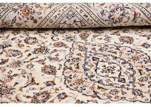 Tappeto Kashan Medaglione Floreale Avorio Blu Scuro 200x302 Cm