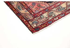 Tappeto Hamadan Stilizzato Blu Scuro Rosso Corsia 118x382 Cm