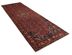 Tappeto Hamadan Stilizzato Rosso Blu Scuro Corsia 112x356 Cm