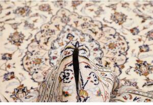 Tappeto Kashan Medaglione Floreale Avorio Blu Scuro 200x302 Cm