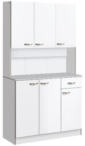 HOMCOM Credenza Cucina Moderna in Legno, Mobile Cucina con Cassetto, Bianco, 101x39x180cm| Aosom Italy