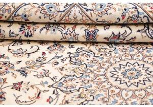 Tappeto Kashan Medaglione Floreale Avorio Blu 200x303 Cm