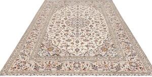 Tappeto Kashan Medaglione Floreale Avorio Blu Scuro 200x302 Cm