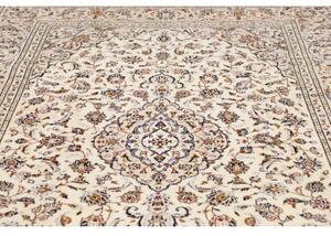 Tappeto Kashan Medaglione Floreale Avorio Blu Scuro 200x302 Cm