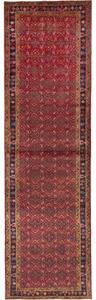 Tappeto Hamadan Stilizzato Rosso Blu Scuro Corsia 122x420 Cm
