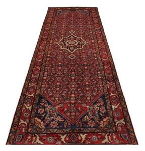 Tappeto Hamadan Stilizzato Rosso Blu Scuro Corsia 112x356 Cm