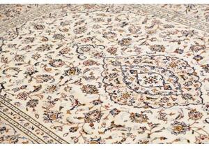 Tappeto Kashan Medaglione Floreale Avorio Blu Scuro 200x302 Cm