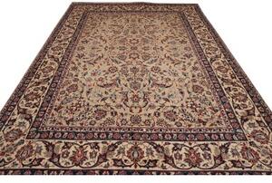 Tappeto Kashan Floreale Avorio Blu Scuro 308x480 Cm