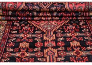 Tappeto Hamadan Stilizzato Blu Scuro Rosso Corsia 118x382 Cm