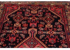Tappeto Hamadan Stilizzato Blu Scuro Rosso Corsia 118x382 Cm