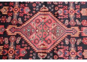 Tappeto Hamadan Stilizzato Blu Scuro Rosso Corsia 118x382 Cm