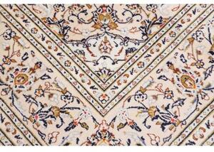 Tappeto Kashan Medaglione Floreale Avorio Blu Scuro 200x302 Cm