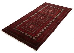 Tappeto Baluch Geometrico Rosso Scuro Nero 110x208 Cm