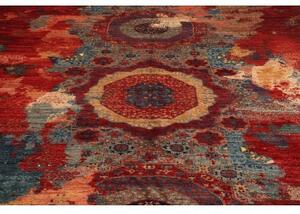 Tappeto Vintage Erased Medaglione Rosso Azzurro 295x415 Cm