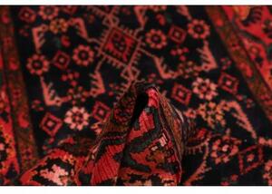 Tappeto Hamadan Stilizzato Blu Scuro Rosso Corallo Corsia 110x443 Cm