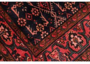 Tappeto Hamadan Stilizzato Blu Scuro Rosso Corallo Corsia 110x443 Cm