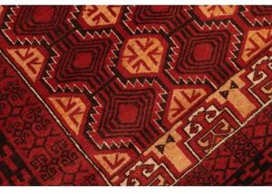 Tappeto Baluch Geometrico Rosso Scuro Beige 103x201 Cm