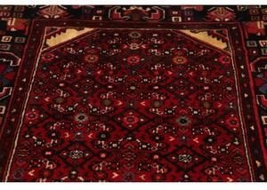 Tappeto Hamadan Stilizzato Rosso Scuro Nero Corsia 120x480 Cm