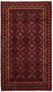 Tappeto Baluch Stilizzato Rosso Scuro Nero 107x198 Cm