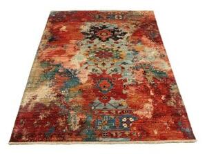 Tappeto Vintage Erased Astratto Rosso Azzurro 122x176 Cm