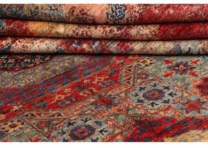 Tappeto Vintage Erased Medaglione Rosso Azzurro 295x415 Cm