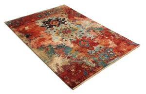 Tappeto Vintage Erased Astratto Rosso Azzurro 122x176 Cm