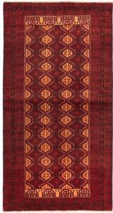 Tappeto Baluch Geometrico Rosso Scuro Beige 103x201 Cm