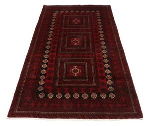 Tappeto Baluch Geometrico Rosso Scuro Nero 110x208 Cm