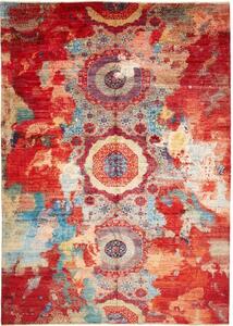 Tappeto Vintage Erased Medaglione Rosso Azzurro 295x415 Cm