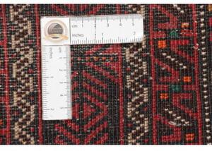 Tappeto Baluch Geometrico Rosso Scuro Nero 110x208 Cm