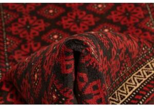 Tappeto Baluch Stilizzato Rosso Scuro Nero 109x211 Cm