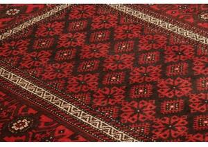 Tappeto Baluch Stilizzato Rosso Scuro Nero 109x211 Cm