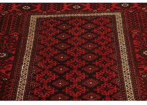 Tappeto Baluch Stilizzato Rosso Scuro Nero 109x211 Cm