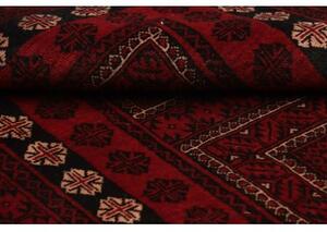 Tappeto Baluch Geometrico Rosso Scuro Nero 110x208 Cm