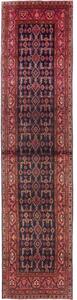 Tappeto Hamadan Stilizzato Blu Scuro Rosso Corallo Corsia 110x443 Cm