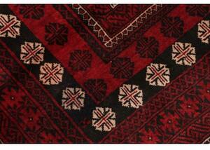 Tappeto Baluch Geometrico Rosso Scuro Nero 110x208 Cm