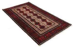 Tappeto Baluch Geometrico Rosso Scuro Nero 101x193 Cm