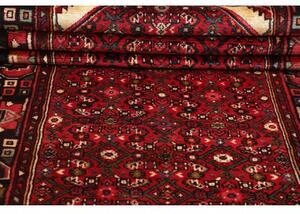 Tappeto Hamadan Stilizzato Rosso Scuro Nero Corsia 120x480 Cm