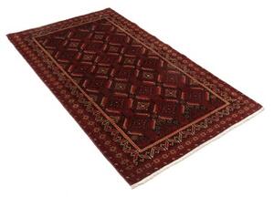 Tappeto Baluch Stilizzato Rosso Scuro Nero 107x198 Cm