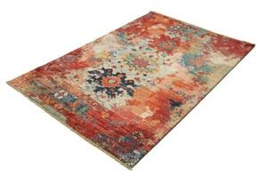 Tappeto Vintage Erased Astratto Rosso Azzurro 122x176 Cm