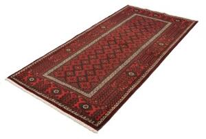 Tappeto Baluch Stilizzato Rosso Scuro Nero 109x211 Cm