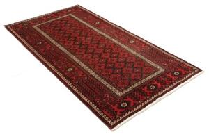 Tappeto Baluch Stilizzato Rosso Scuro Nero 109x211 Cm