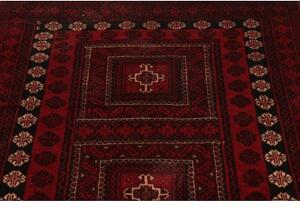 Tappeto Baluch Geometrico Rosso Scuro Nero 110x208 Cm