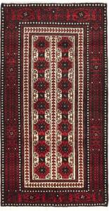 Tappeto Baluch Geometrico Rosso Scuro Nero 101x193 Cm