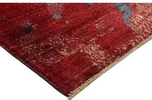 Tappeto Vintage Erased Medaglione Rosso Azzurro 295x415 Cm