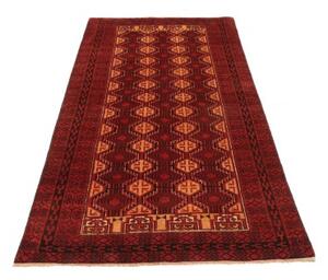 Tappeto Baluch Geometrico Rosso Scuro Beige 103x201 Cm