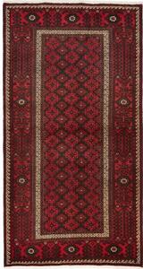 Tappeto Baluch Stilizzato Rosso Scuro Nero 109x211 Cm