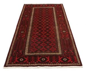 Tappeto Baluch Stilizzato Rosso Scuro Nero 109x211 Cm