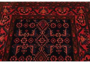 Tappeto Hamadan Stilizzato Blu Scuro Rosso Corallo Corsia 110x443 Cm